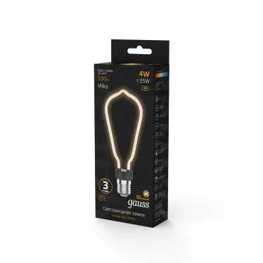 Лампа светодиодная LED Filament Bulbless ST64 Milky E27 4W 330lm 2700K 64*165mm 1/10/100 | 1005802104 | Gauss
