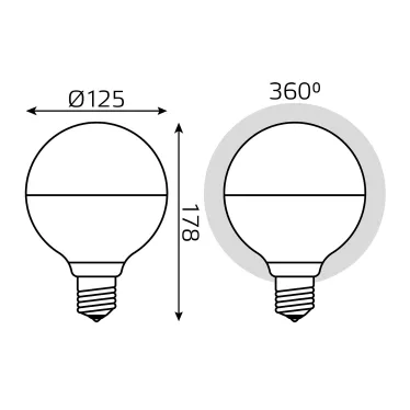Лампа светодиодная LED Filament G125-DC Mirror-Milky E27 9W 890lm 4000K 125*178mm 1/10 | 1014802209 | Gauss
