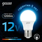 Лампа светодиодная A60 12W 1200lm 6500K E27 LED 1/10/50 | 102502312 | Gauss