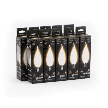 Лампа светодиодная LED 5Вт E14 220В 2700К свеча на ветру | 104201105 | Gauss