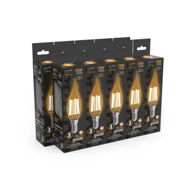 Лампа светодиодная Filament Свеча на ветру 13W 1100lm 2700К Е14 LED 1/10/50 | 104801113 | Gauss