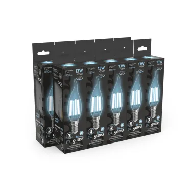 Лампа светодиодная Filament Свеча на ветру 13W 1150lm 4100К Е14 LED 1/10/50 | 104801213 | Gauss