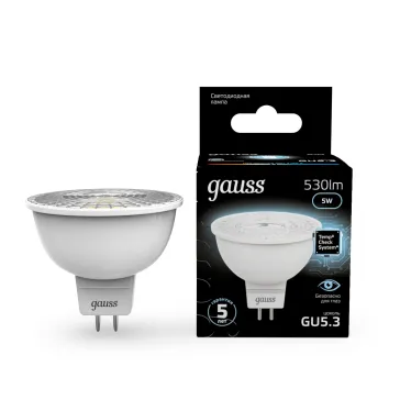Лампа светодиодная LED 5Вт GU5.3 220В 4100К MR16 | 101505205 | Gauss
