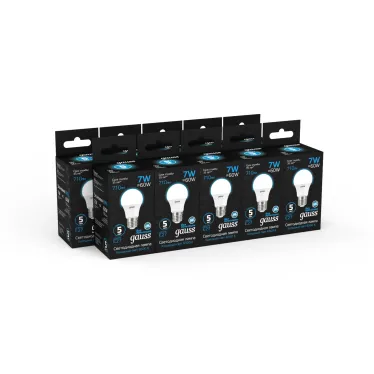 Лампа светодиодная A60 7W 710lm 6500K E27 LED 1/10/50 | 102502307 | Gauss