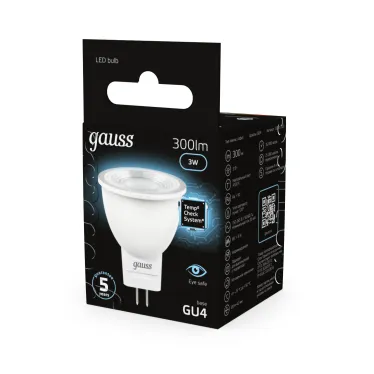 Лампа светодиодная LED 3Вт GU4 220В 4100К MR11 d35х45мм | 132517203 | Gauss
