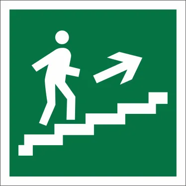 Знак безопасности BL-1515.E15"Напр. к эвакуац. выходу по лестн. вверх (прав.)" | a16796 | Белый свет