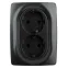 Розетка 2X2P+E Schuko со шторками , 16A-250В, Эра12, антрацит, 12-2108-05