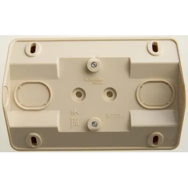 ЭТЮД Розетка угловая двойная открытой установки без заземления без шт.16А 250B, кремовый