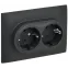SKANDY Розетка 2-местная с заземлением с защитными шторками 16А в сборе SK-R07G графит IEK