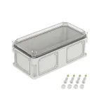 Корпус IP66/IP67, 400х200х160 мм, без МП, с фланцами, прозрачная крышка H- 35 мм
