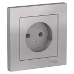 Розетка ATLASDESIGN без заземления 16А в сборе алюминий