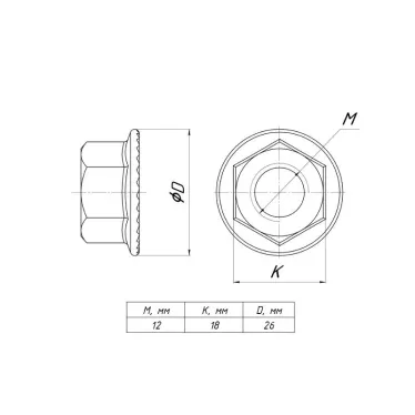 Гайка с фланцем М12 (50 шт)