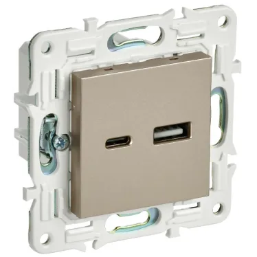 SKANDY Розетка USB A+C 3,1А SK-R14Sh шампань IEK