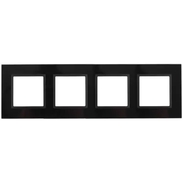 Рамка на 4 поста, стекло, Эра Elegance, чёрный+антр, 14-5104-05