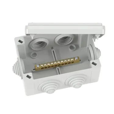 Коробка уравнивания потенциалов, 10 зажимов, 6 вводов д.25мм, 120х80х50мм, IP55