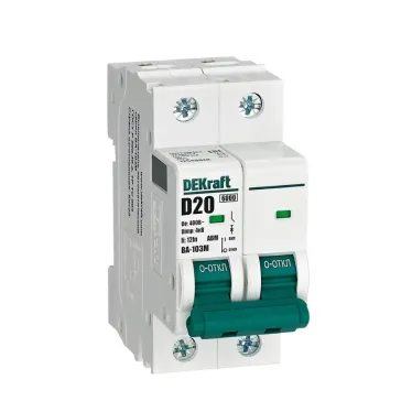 Выключатель автоматический без теплозащиты 2P 20А х-ка D 6кА ВА-103M