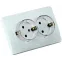 Розетка двойная скрытая с заземлением (стакан) белая
