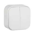 Quteo Выключатель двухклавишный наружный белый 10А