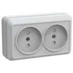 Розетка двойная без заземления со шторками 10А