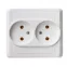 ЭТЮД Розетка двойная скрытая без заземления без шторок белая