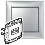 VALENA Розетка телефонная+компьютерная R11+RJ45 категория 6 UTP алюминий