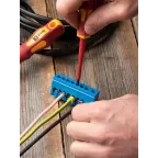 Шина 0 N (6х9мм) 8 отверстий латунь синий изолированный корпус на DIN-рейку PROxima