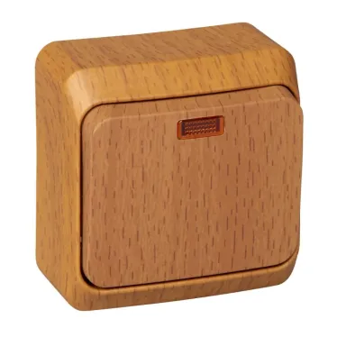 ЭТЮД Выключатель одноклавишный наружный с подсветкой бук сх.1