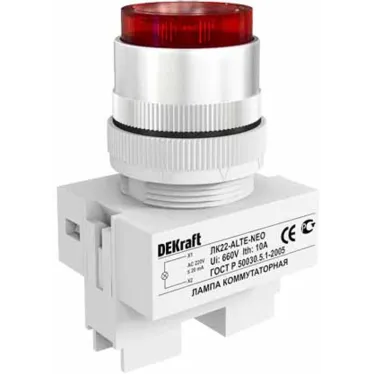 Лампа коммутационная ADDS диам. 22мм красная неон 220В