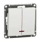 W59 Выключатель двухклавишный с подсв. 10АХ, механизм, белый