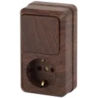 Блок розетка с выключателем Intro Quadro 2-705-10 вертикальный 10(16)А-250В, IP20, ОУ, венге