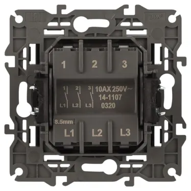 Выключатель тройной, 10АХ-250В, Эра Elegance, антрацит,14-1107-05