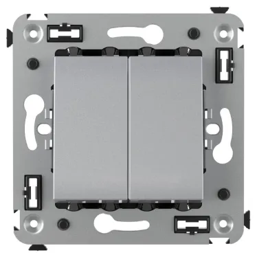 Avanti Выключатель двухклавишный в стену Закаленная сталь