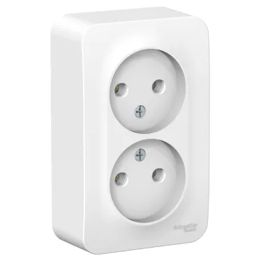 BLANCA розетка наружная двойная без зазем. без штор., монт.пл., 16А, 250В, белый, рос
