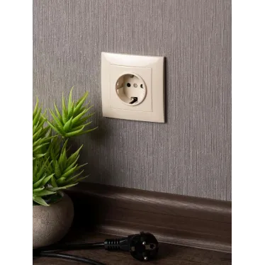 Валенсия розетка 1-местная с/з 16А кремовая с защ. штор. PROxima