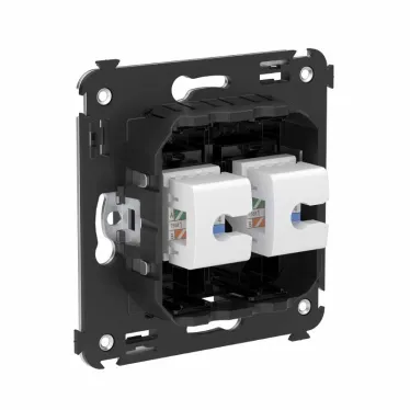 Avanti Компьютерная розетка RJ-45 без шторки в стену, кат.6 двойная Черный квадрат