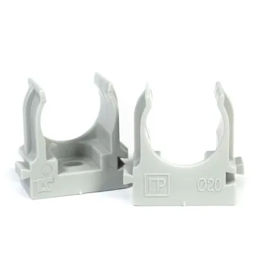 Крепеж-клипса для труб для прямого монтажа серая в гофроящике d20 мм (1200шт/кор)