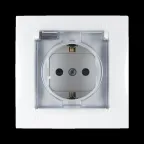 15 Розетка 2Р+Е Schuko 16А 250В IP44 со шторками с крышкой винтовой зажим белая