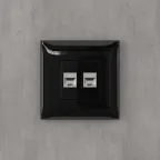 Avanti Компьютерная розетка RJ-45 без шторки в стену, кат.5e двойная экранированная, Черный квадрат