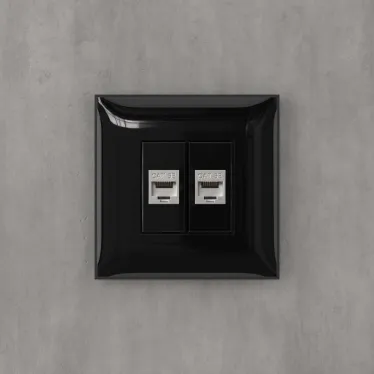Avanti Компьютерная розетка RJ-45 без шторки в стену, кат.5e двойная экранированная, Черный квадрат