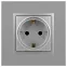 Розетка 2P+E Schuko со шторками, 16А-250В, Эра Elegance, алюминий, 14-2102-03