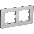 BRITE Рамка 2 поста РУ-2-1-Бр металл алюминий RE AL IEK