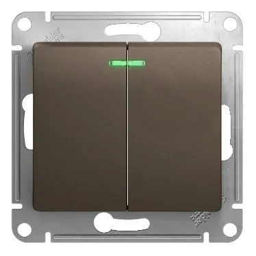 Glossa Шоколад Выключатель 2-клавишный с подсветкой сх.5а, 10АХ | GSL000853 | SE