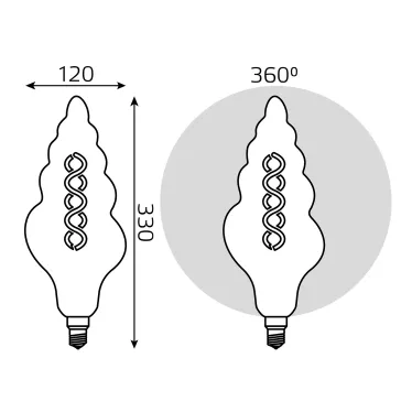 Лампа светодиодная LED Vintage Filament Flexible TL120 6W E27 120*330mm Gray 200lm 2400K 1/10 | 166802008 | Gauss