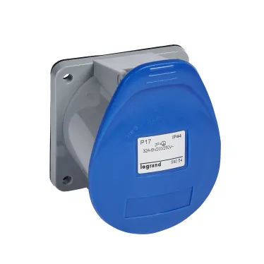 Встраиваемая прямая розетка с уменьшенным фланцем - P17 Tempra Pro - IP 44 - 200/250 В~ - 32 A - 2К+З | 058054 | Legrand