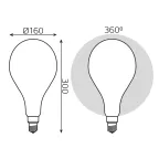 Лампа светодиодная Filament А160 10W 890lm 4100К Е27 milky диммируемая LED 1/6 | 179202210-D | Gauss