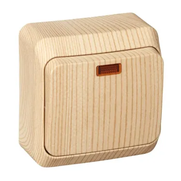 ЭТЮД Выключатель одноклавишный наружный с подсветкой сосна сх.1