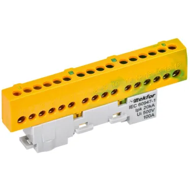 TEKFOR Шина PE земля изолированная на универсальном держателе 6х9-16-ЖЗ IEK