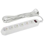 Сетевой фильтр (белый) с заземл, 3x0,75мм2, с выкл, 6гн, 3м USF-6es-3 м-W-BOX