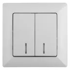 Выключатель Intro Solo 4-105-01 двухклавишный с подсветкой, 10А-250В, IP20, СУ, белый