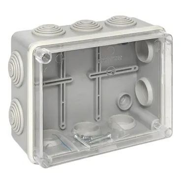 Коробка распаячная КМР-050-041пк пылевлагозащищенная10 мембранных вводов уплотнительный шнур прозрачная крышкой (150х110х70) PROxima